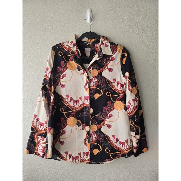 Chico's Tops - Chico's no iron button-up blouse geometric print 100% Cotton US 4/6
